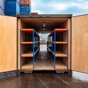 40 ft Tunnel Container – Fully Shelved Mobile Workshop Unit